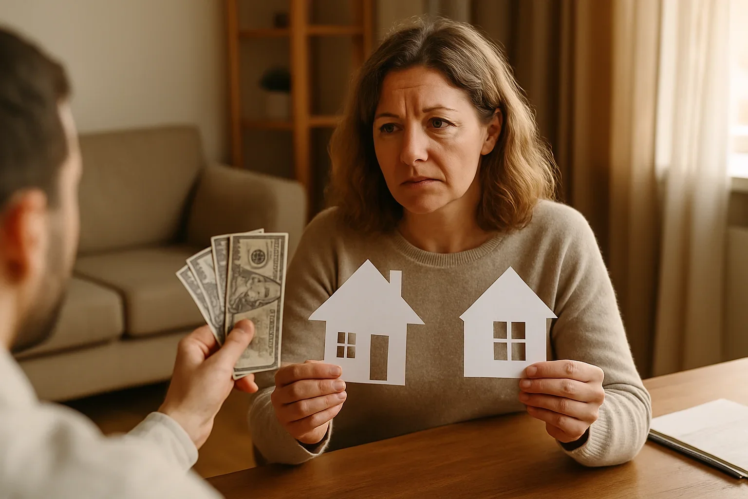 Are cash home buyers legit — a seller reviewing a no-contingency cash offer at a kitchen table