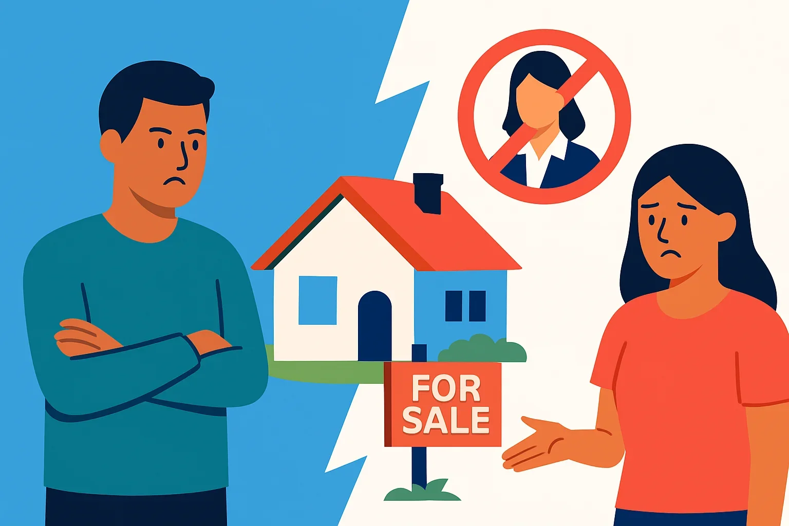 Step-by-step illustration showing how to avoid realtor divorce sale with direct buyer options