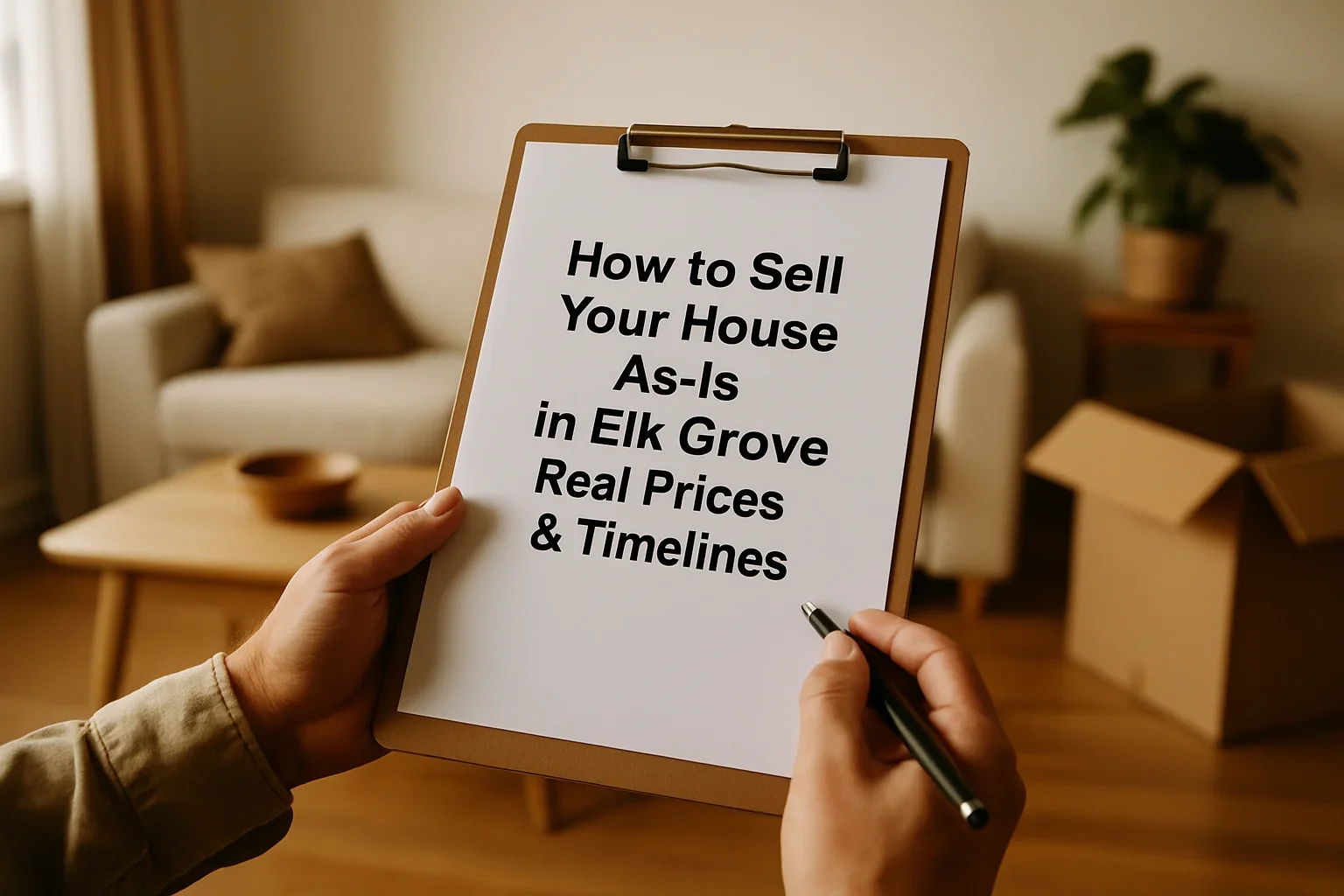 Real estate agent and seller reviewing paperwork at a kitchen table for an as-is home sale