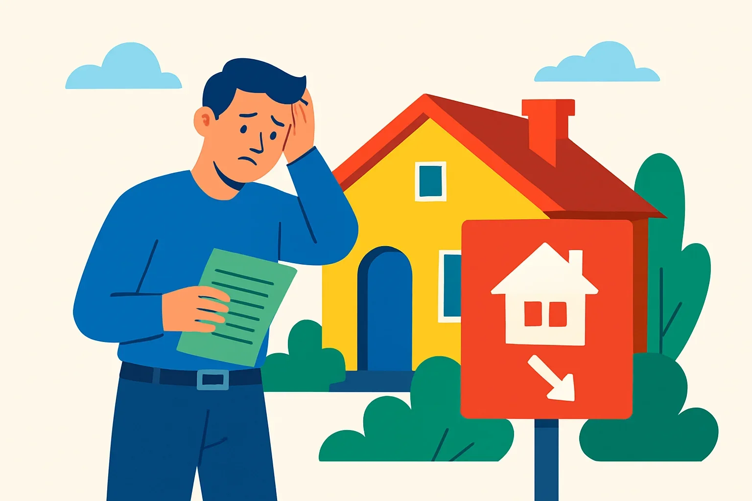 Step-by-step timeline illustration showing what happens if you fall behind on mortgage payments in California