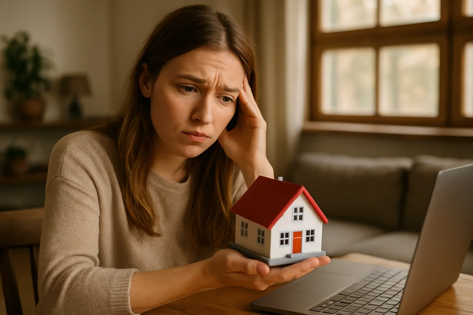Real estate agent presenting a quick cash offer to a couple asking who will buy my house fast