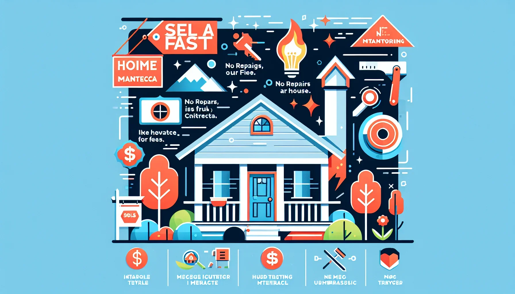 Step-by-step checklist illustration showing how to sell my house fast Manteca without repairs