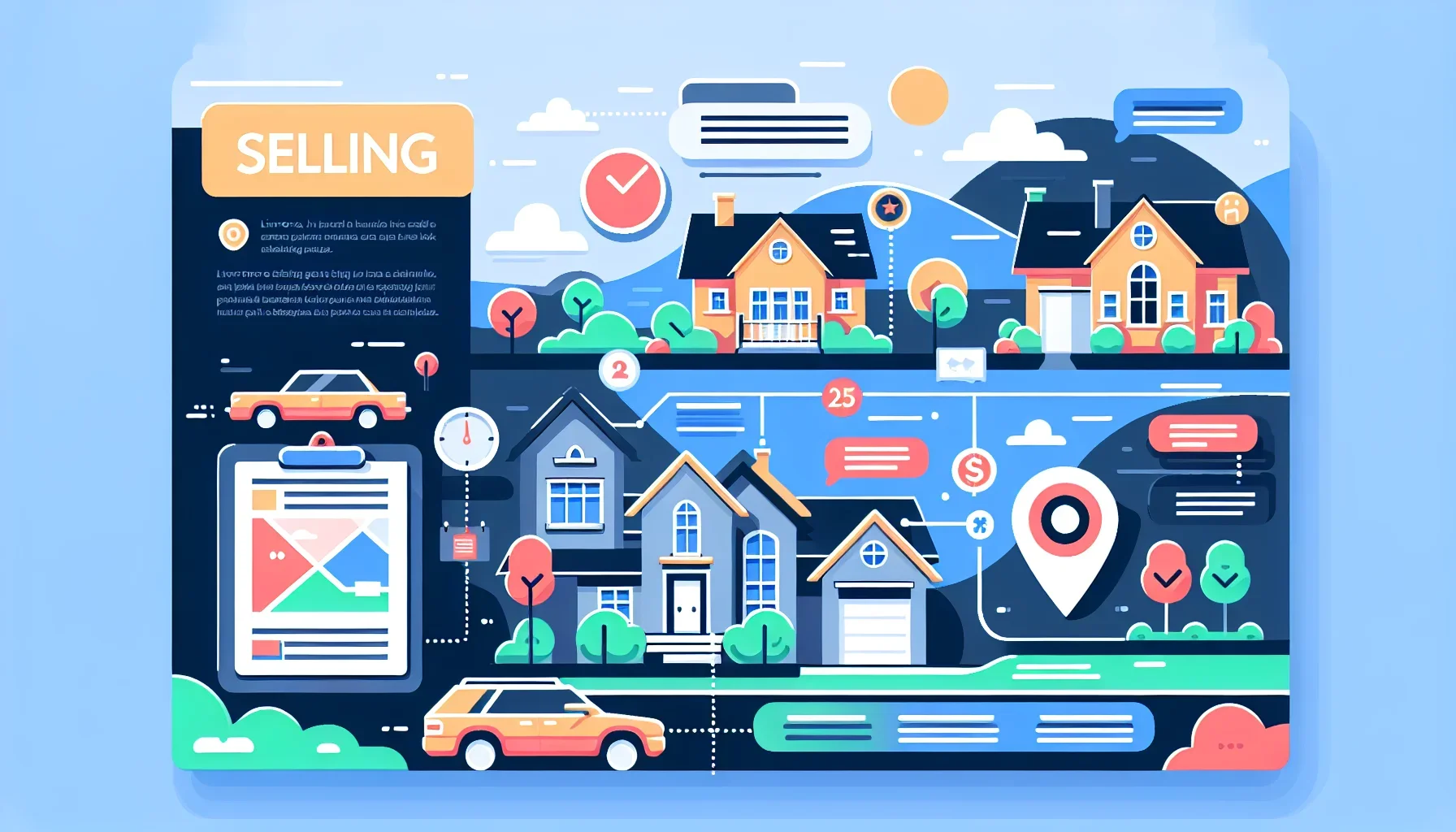 Flat illustration comparing traditional listing versus cash buyer timelines for selling a house quickly