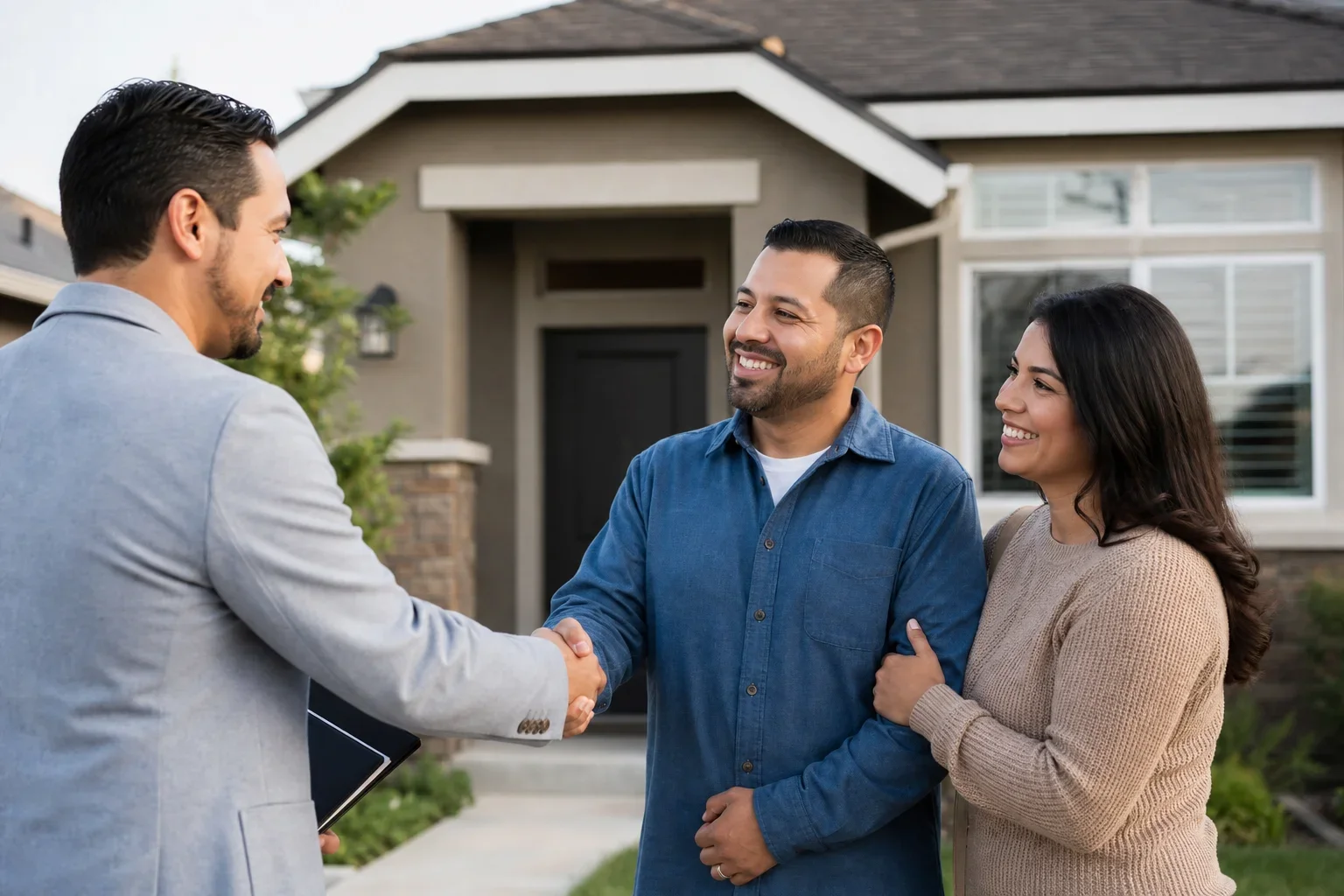 Cash buyer and seller shaking hands after closing a we buy houses Fremont deal quickly