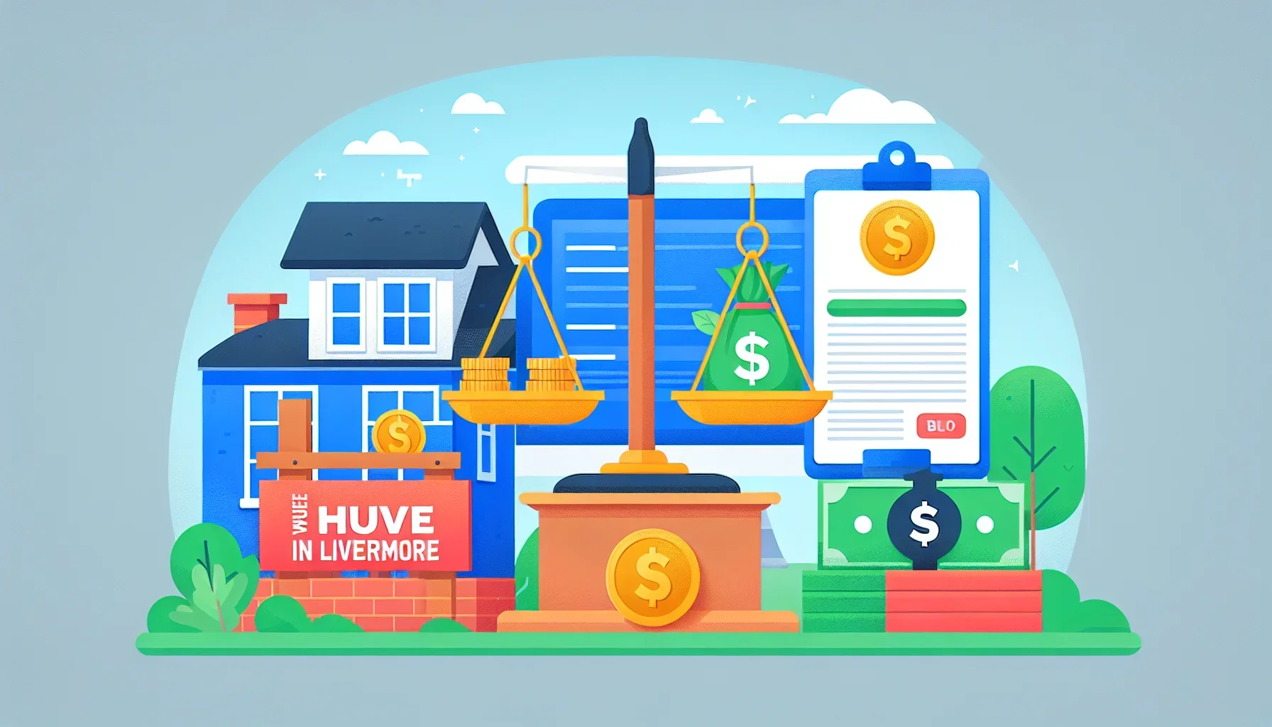 Flat illustration comparing traditional listing versus we buy houses Livermore cash offer process with timeline icons