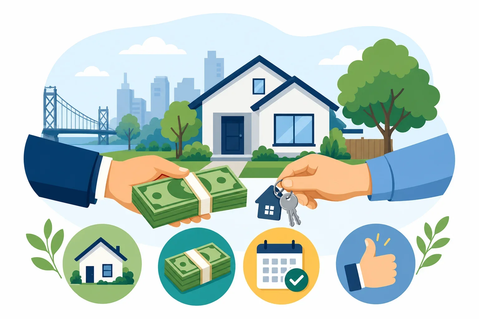Flat design illustration of a damaged house needing major repairs with cost estimate icons
