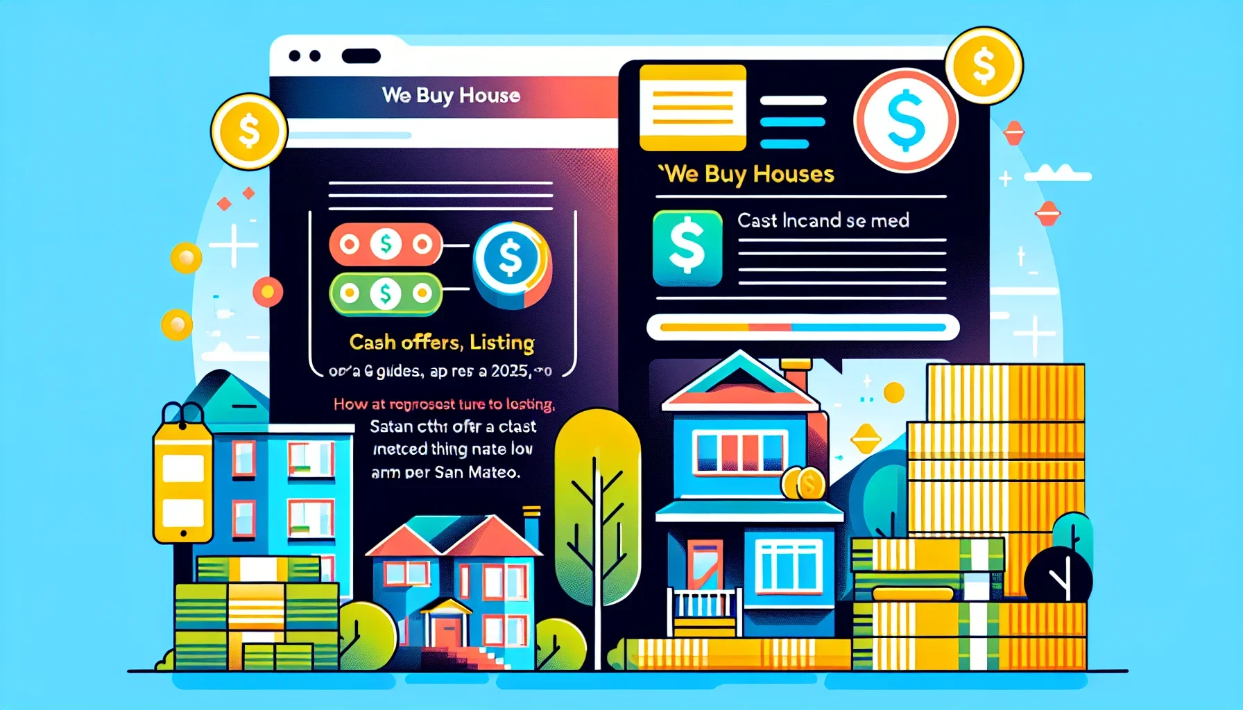 We buy houses San Mateo process illustration showing steps from offer to closing